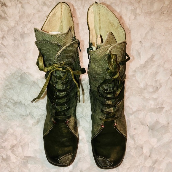 ROVERS Shoes - ROVERS Lace up Zipper Green Boots